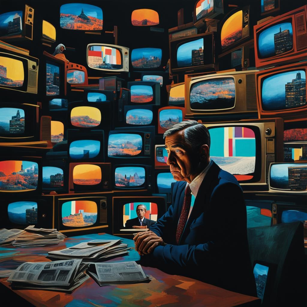 Surrealist News Viewer in a Dali-Inspired Artwork