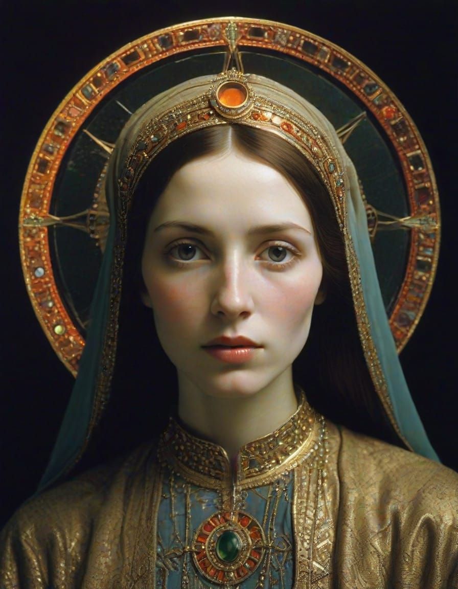 Magdalene in Radiant Geometric Halo