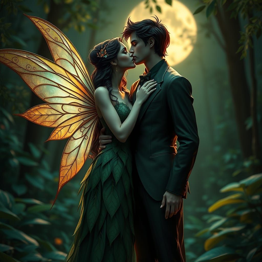 Moonlit Fairies in Elegant, Art Nouveau-Inspired Attire
