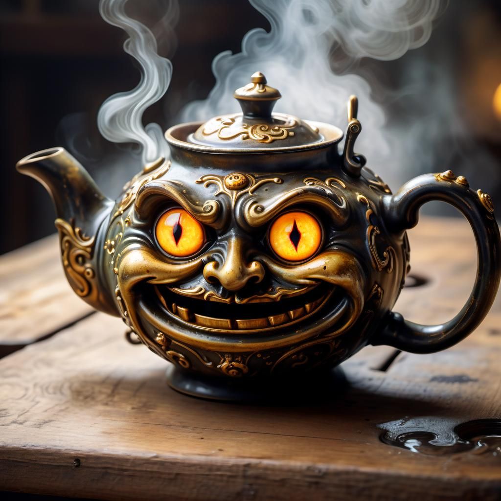 Evil Teapot Steams in Art Nouveau Style