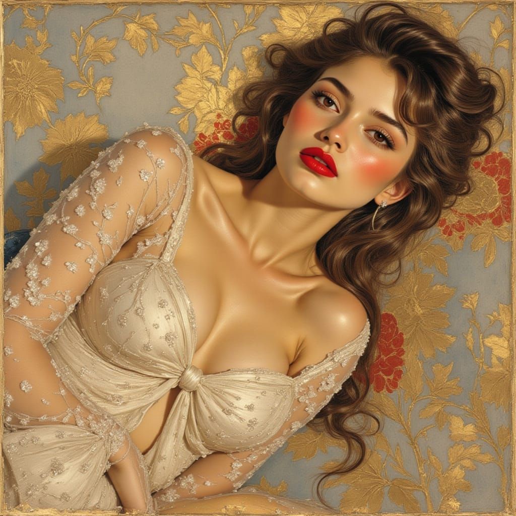 Sensual Figures in Golden Drapery, Klimt Style