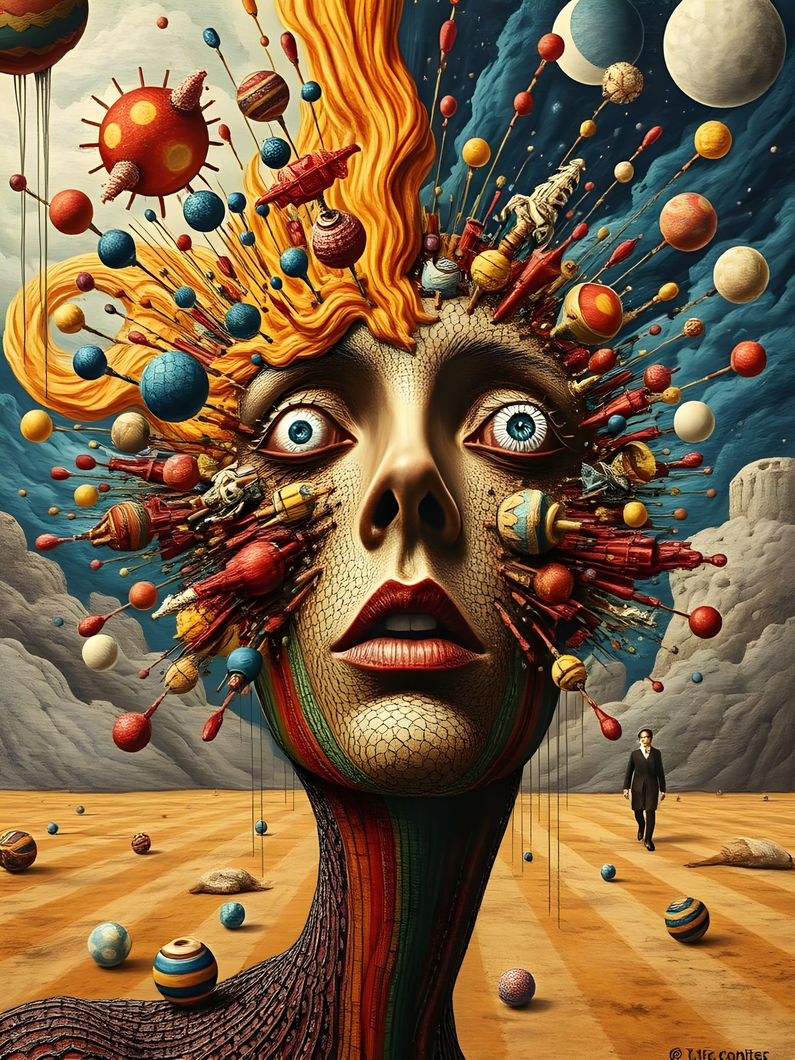 Surreal De Chirico-Inspired Tapestry Unfolds with Metaphysic...