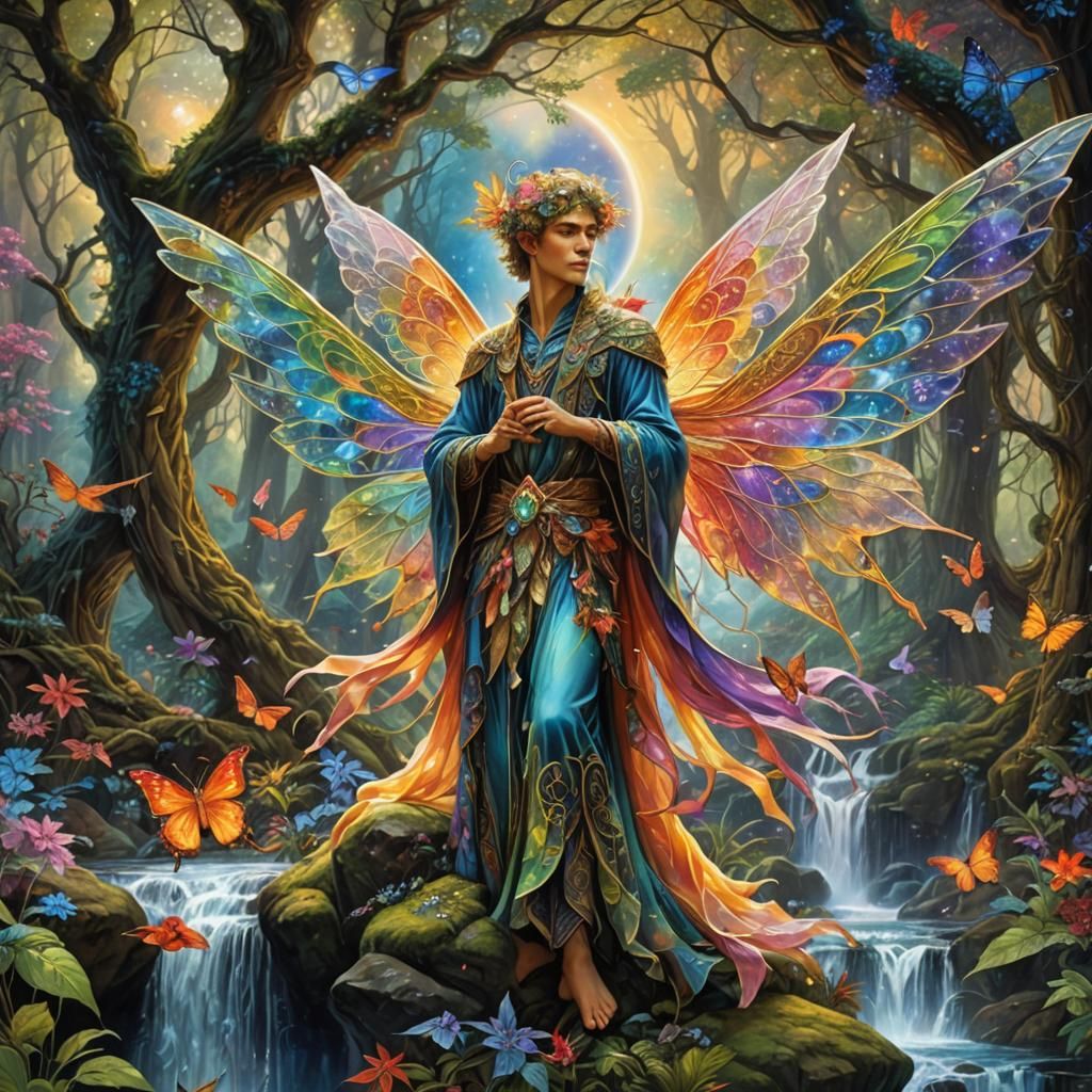 Fairy in Celestial Forest, Digital Matte Painting
