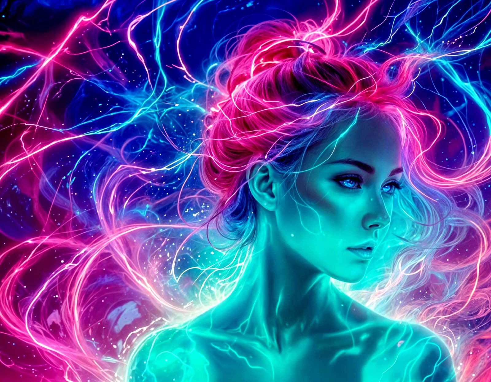 Electric Goddess in Ethereal Glow