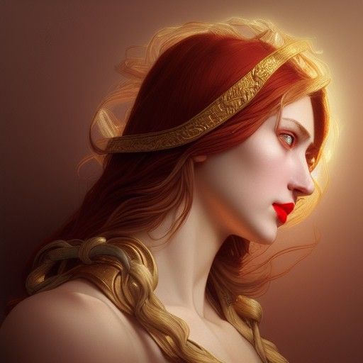 Idealized Ancient Greek Woman Portrait in Art Nouveau Style