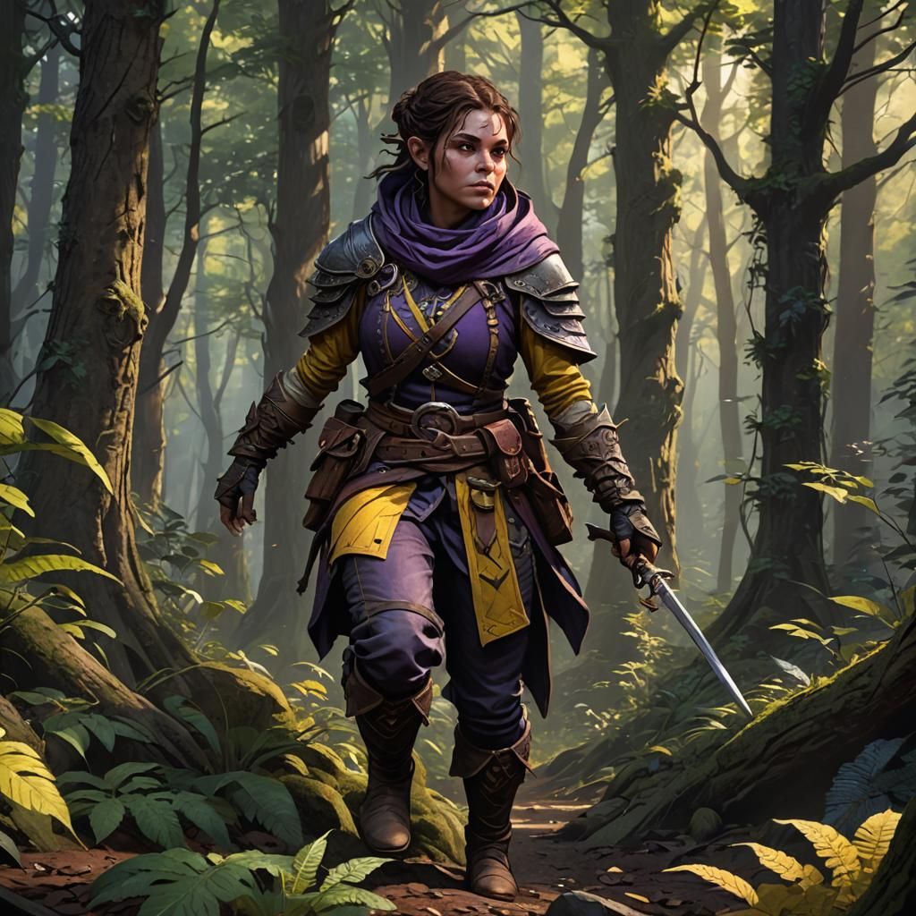 Halfling Assassin Hiding in Forest, Dark Fantasy Art