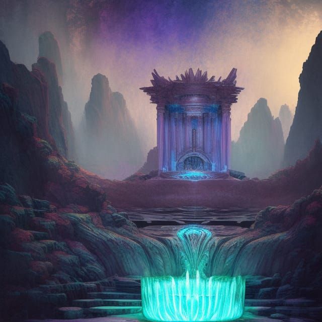 Fantasy Throne Room of Creation in Acrylic Art Style