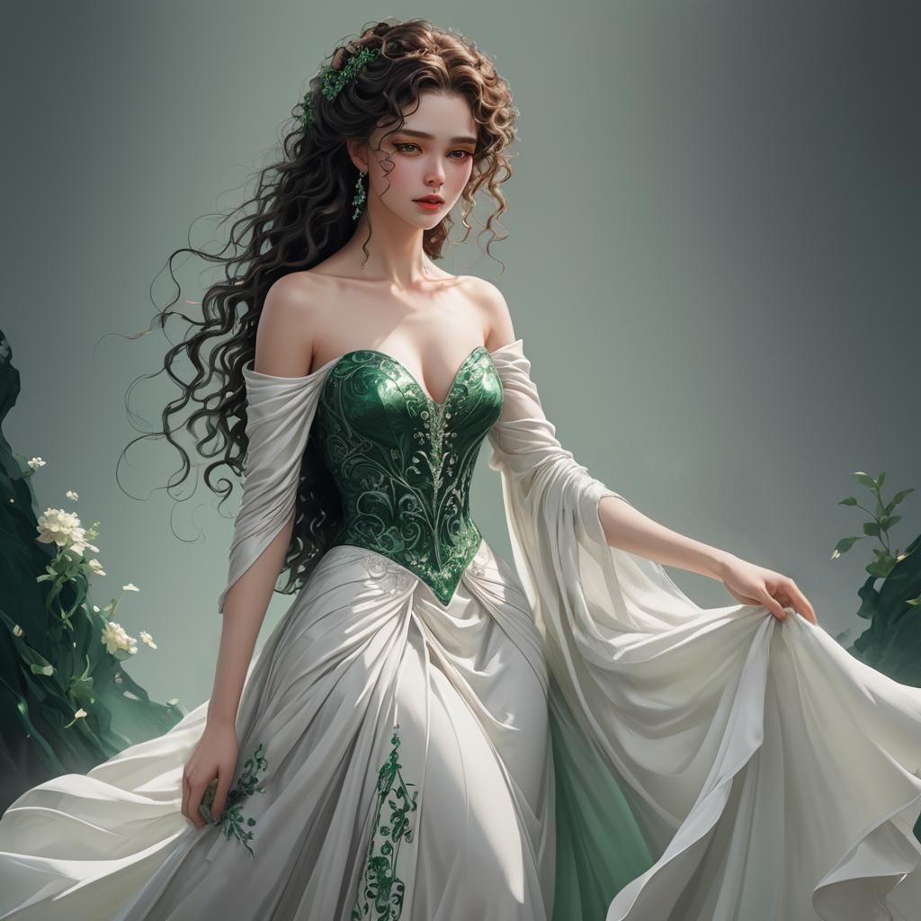 Anime-Style Woman with Long Black Hair