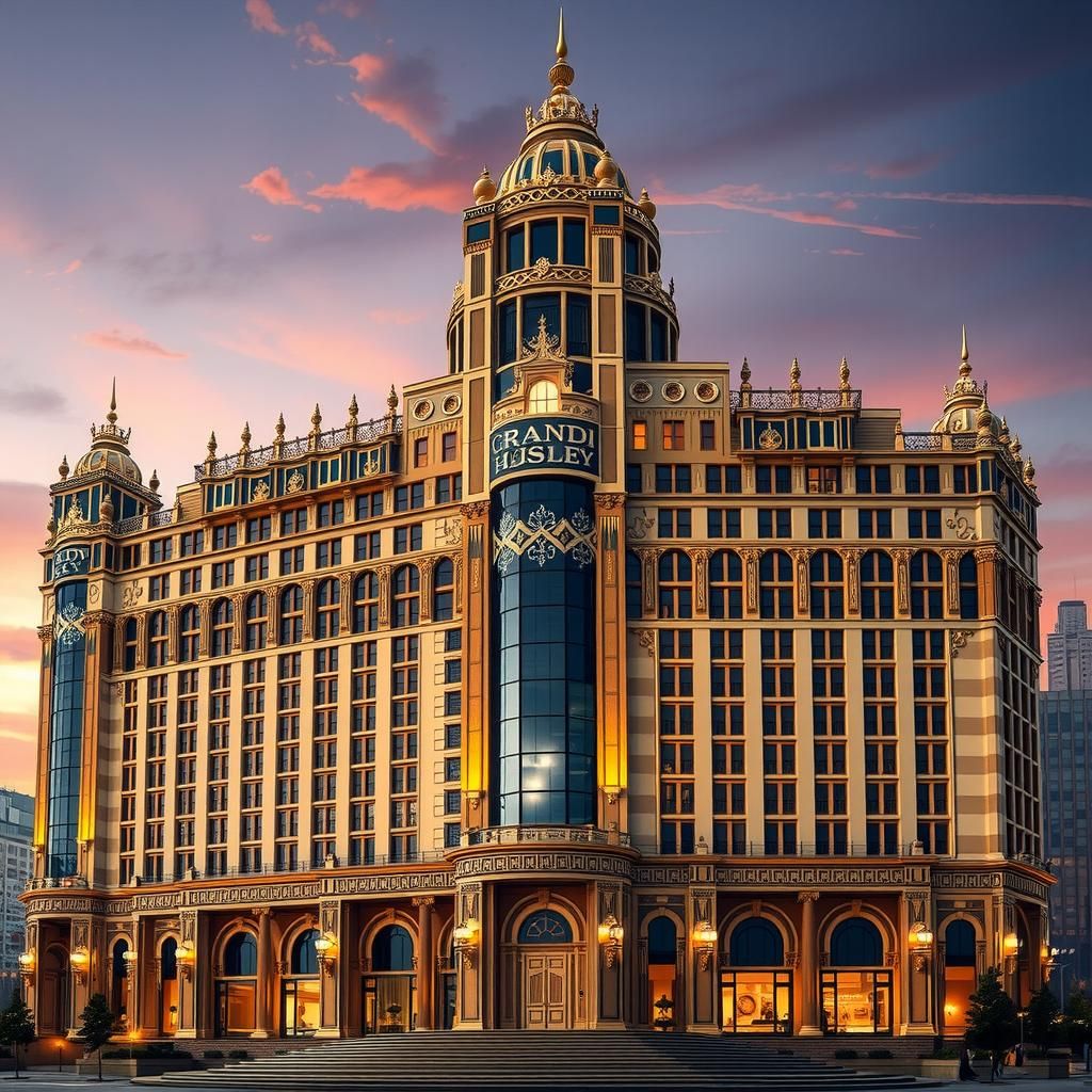 Art Deco Grand Hotel at Twilight