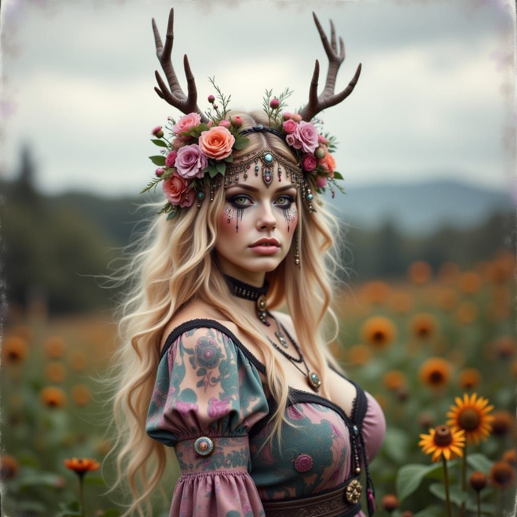 Goth Hillbilly Woman in Rural Kentucky Woods