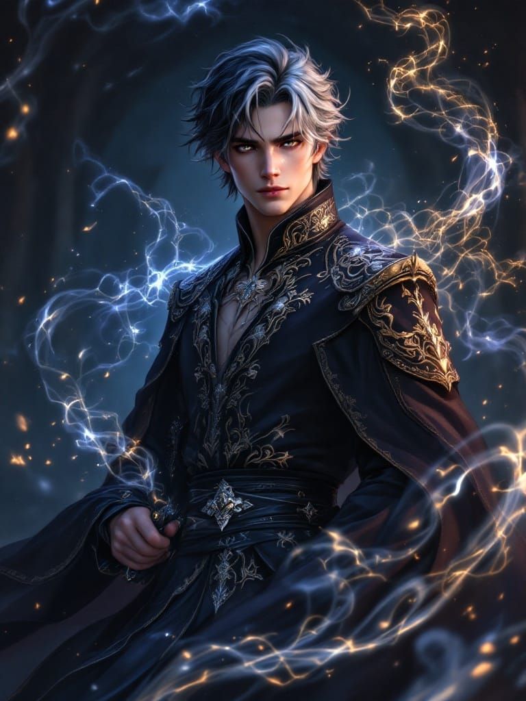 Mysterious Dark Noble Teen in Elegant, Ornate Armor