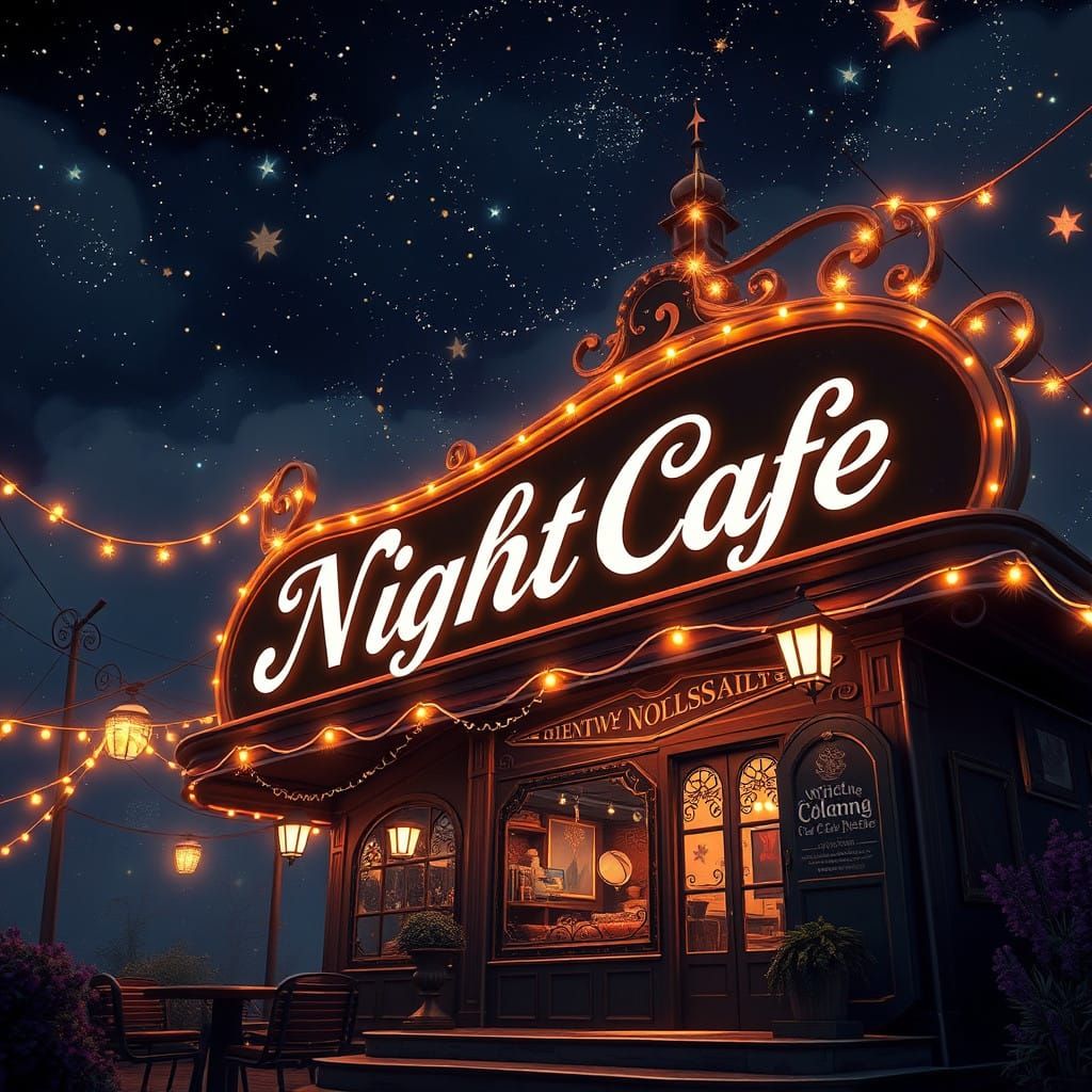 Whimsical NightCafe Under Starry Skies