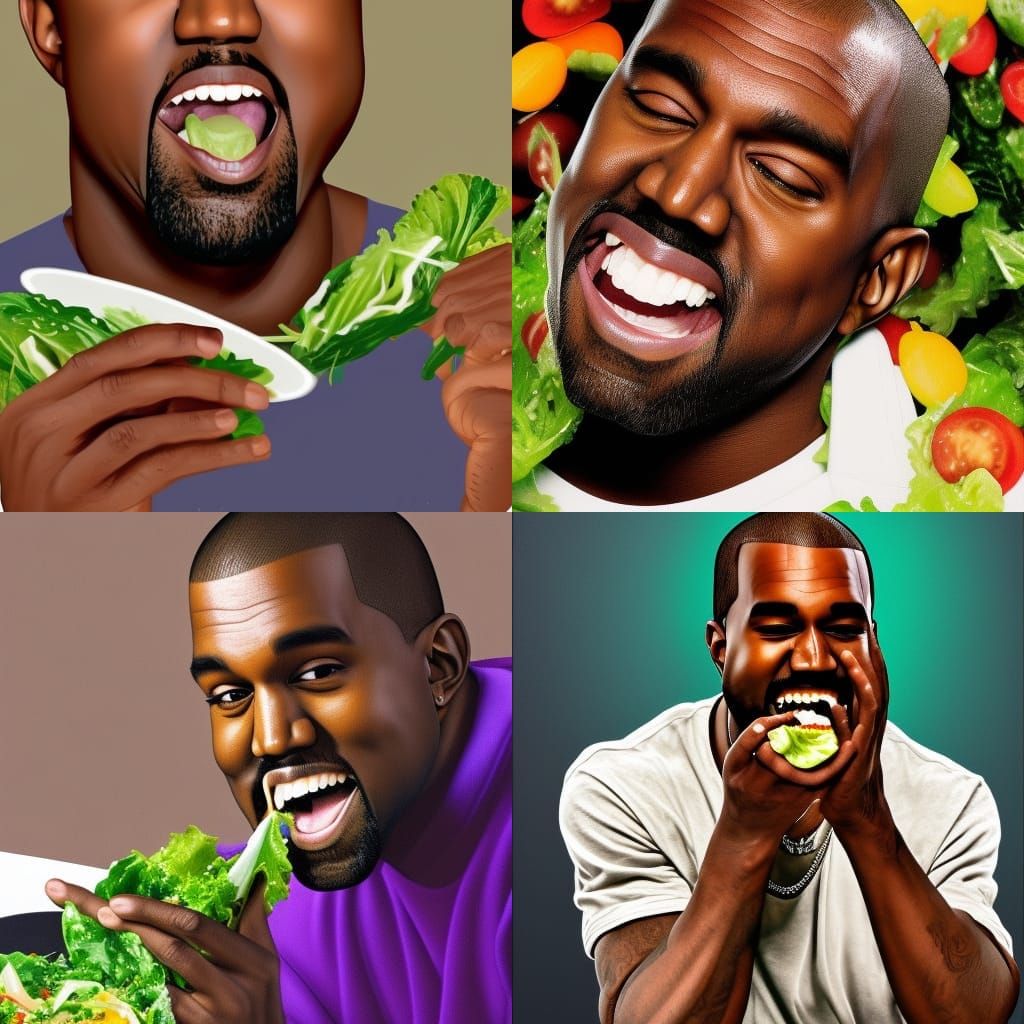 Kanye West Laughing: Hyperrealistic Splash Art Portrait
