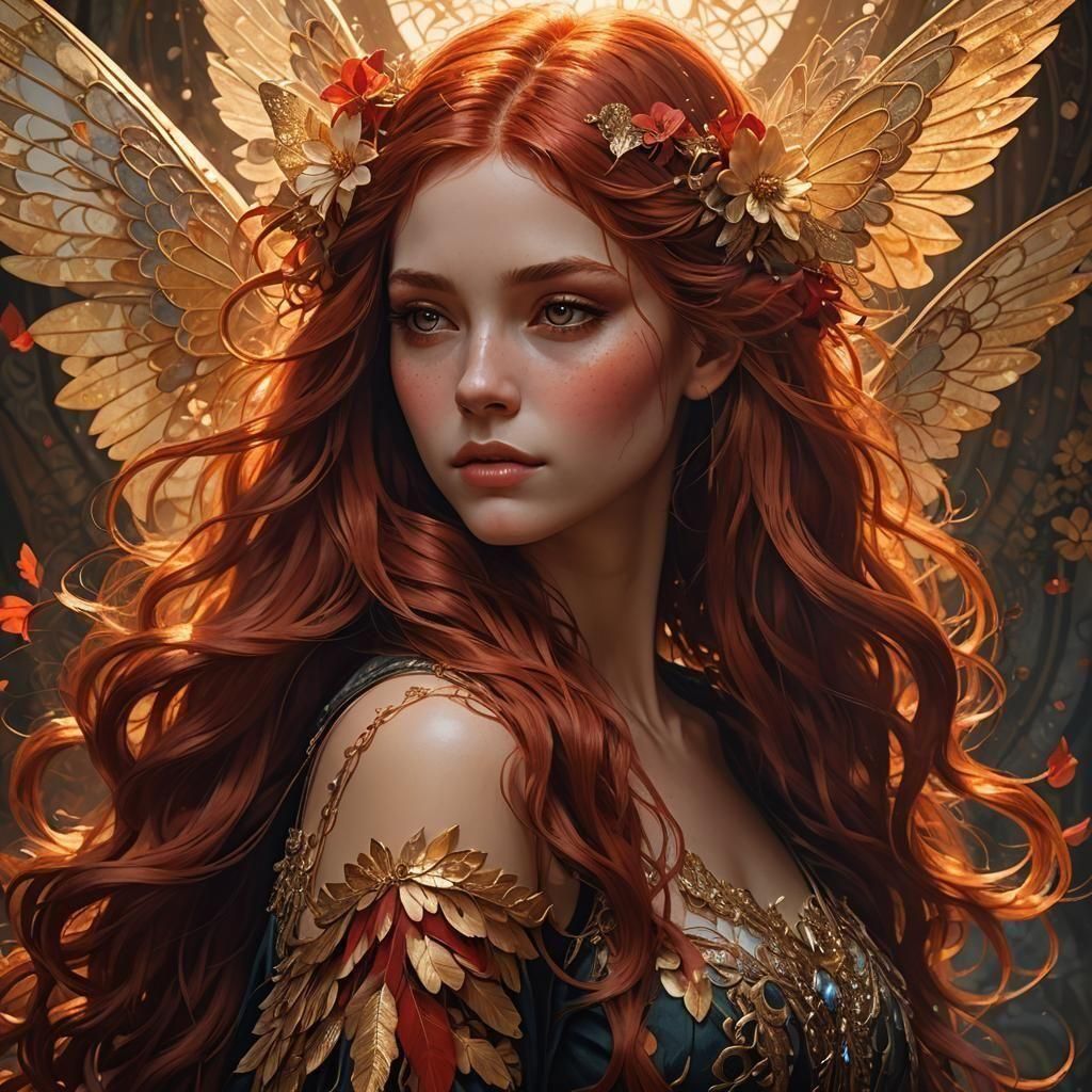 Fairy Girl Portrait in Art Nouveau Style