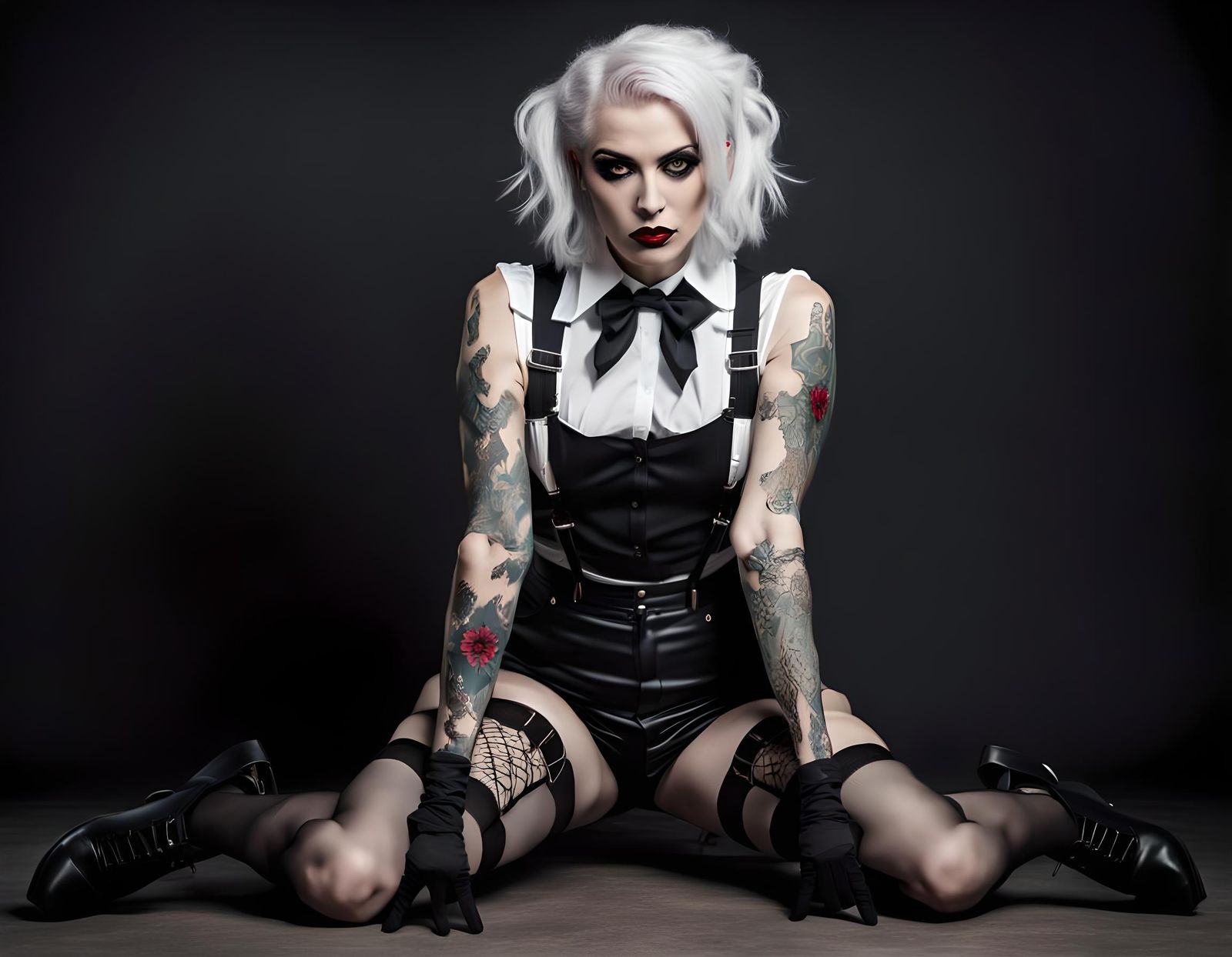 Goth Woman Posing on All Fours