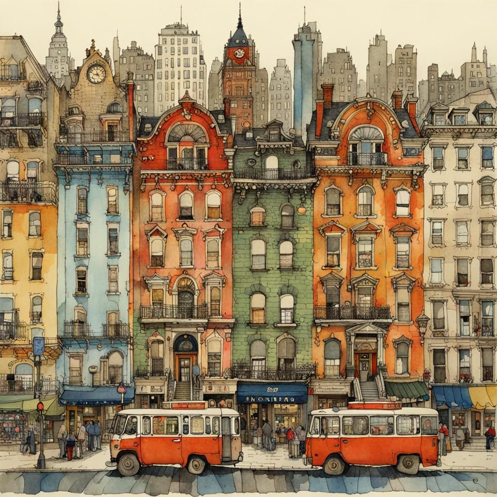 Colorful and Intricate NYC Town Square