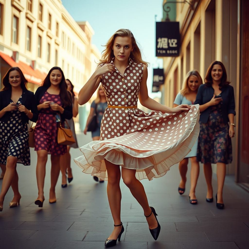 Dapper Young Man in Feminine Frock, Exuding Playful Elegance
