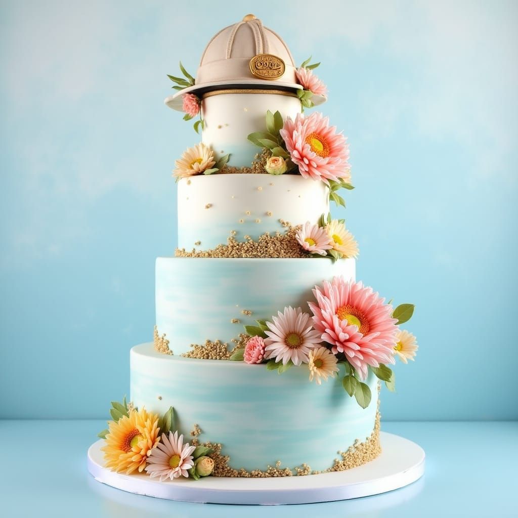 Ethereal Ombre Cake with Whimsical Floral Arrangement in Imp...