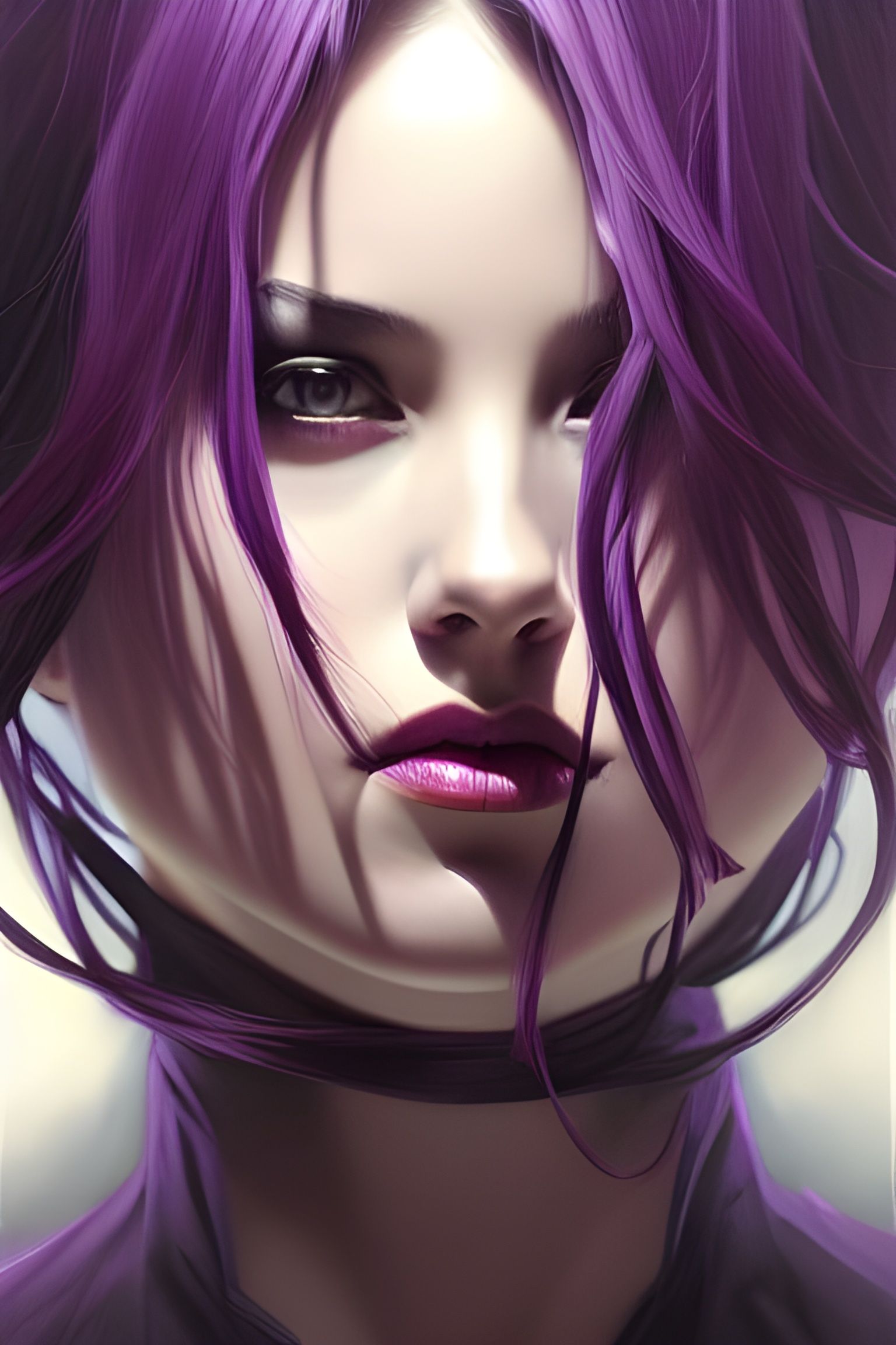 Purple Hues on Black: A Digital Painting