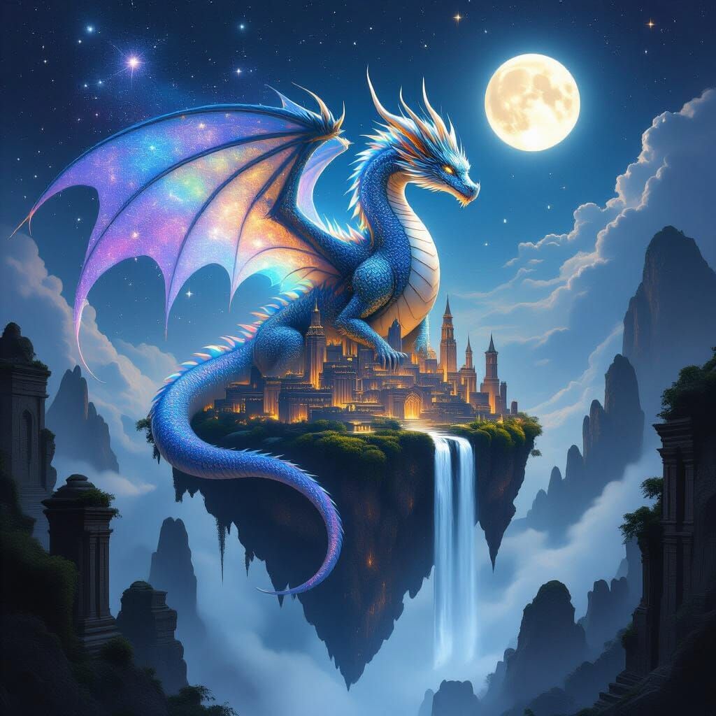 Celestial Dragon Guards Floating Island City