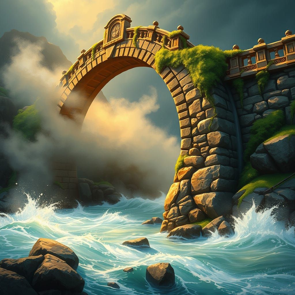 Majestic Bridge in Fantasy Landscape