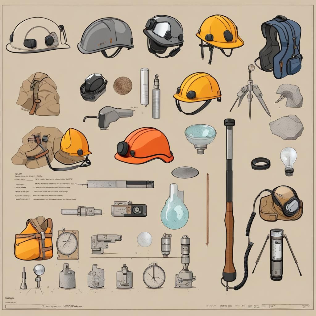 Knolling Diagram of Cave Exploration Equipment