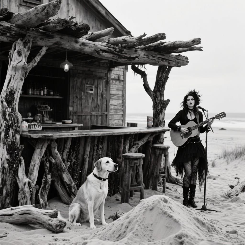Goth Folk Singer at Charred Driftwood Bar