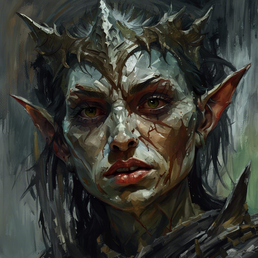 Creepy Elf Knight in Gothic Horror Style