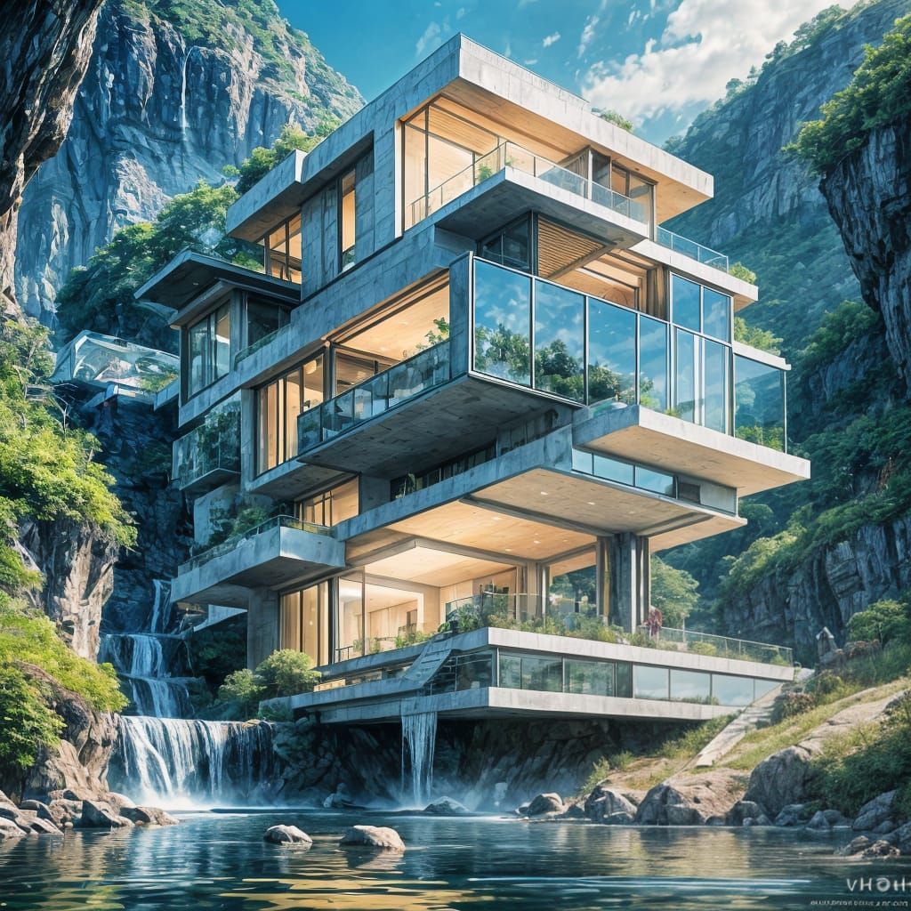 Stunning Cliffside Watering Hole Oasis in Vibrant Anime Styl...