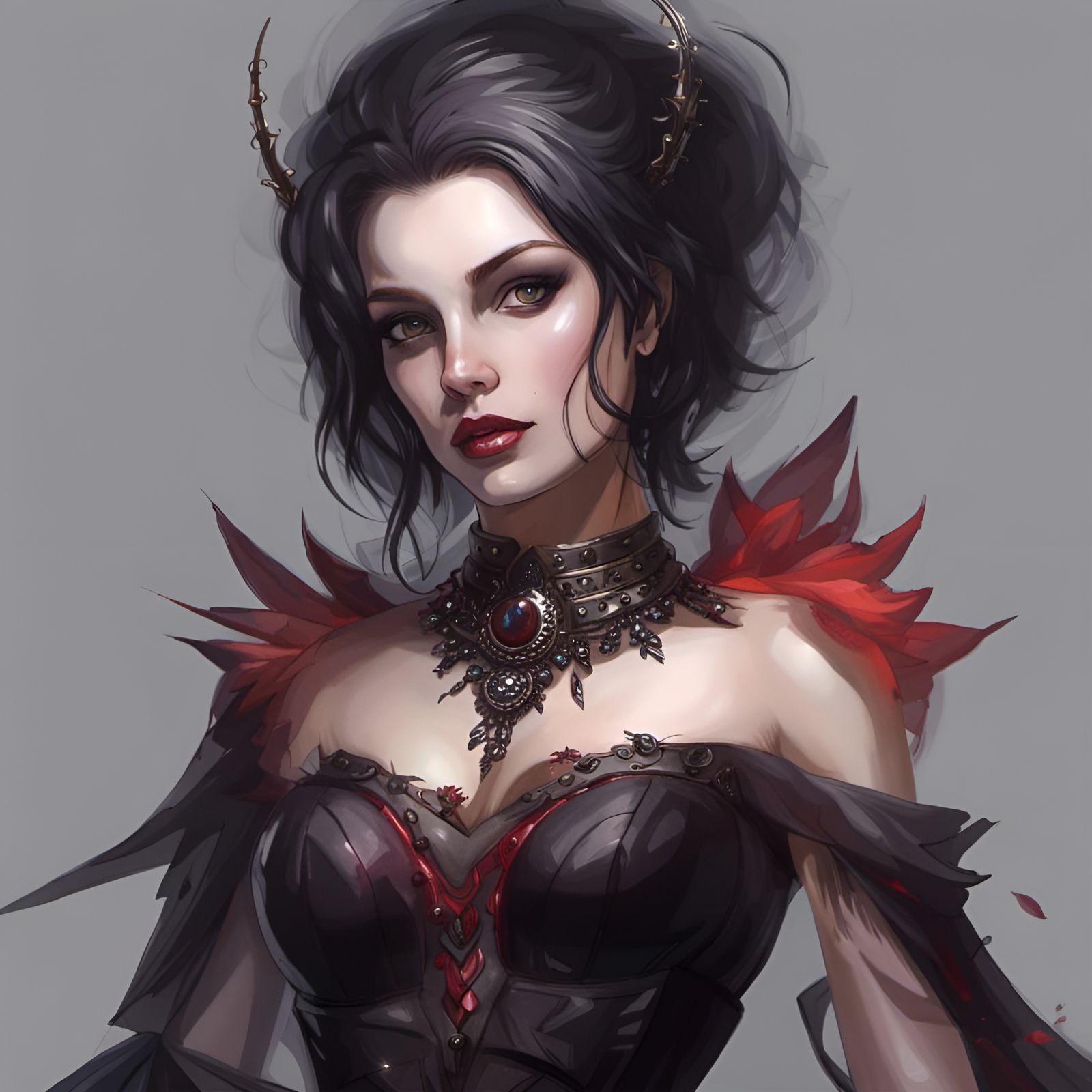 Majestic Gothic Queen Portrait in Dark Fantasy Style