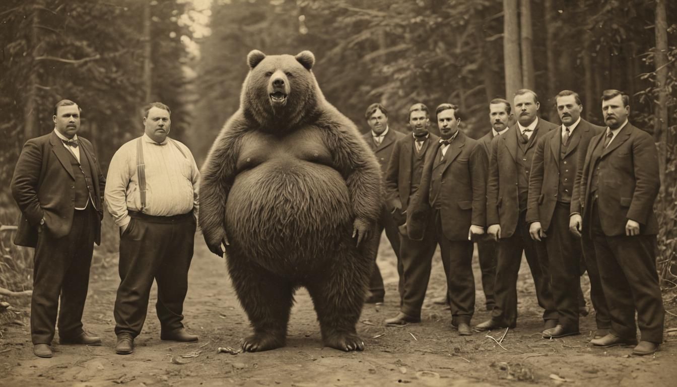 Vintage Horror: Obese Bear Monster Portrait