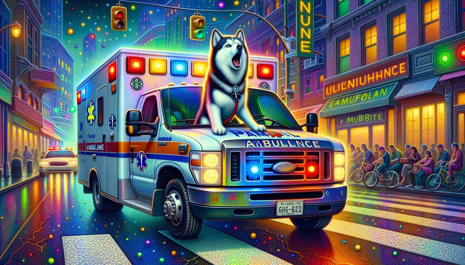 Husky Paramedic Drives Gleaming Ambulance
