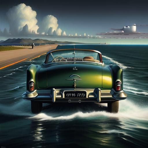 Surreal Ocean Drive: A 3D Rendering in Rich Colors