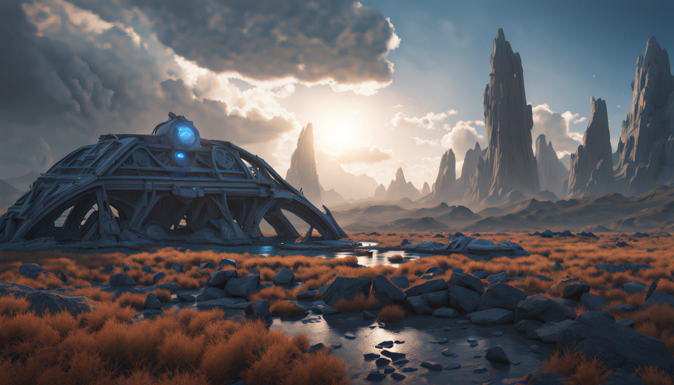 Alien Moon: Milky Way Galaxy in Sci-Fi Art