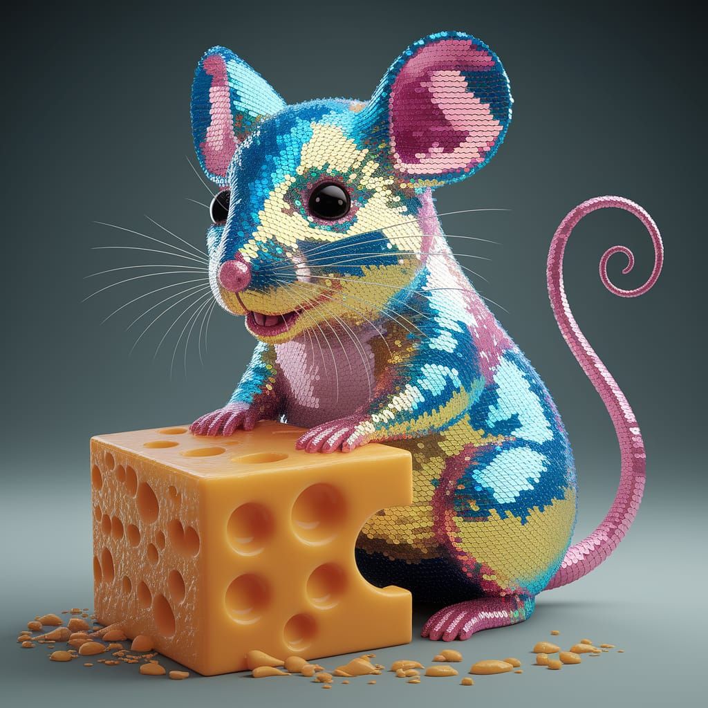 Glamorous Sequin Mice in a Triadic Color Landscape