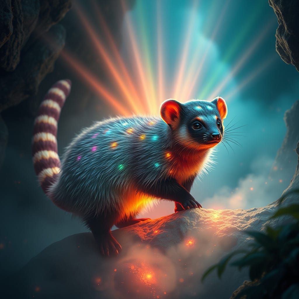 Coati Radiates Ethereal Luminescence in Iridescent, Aurora-I...