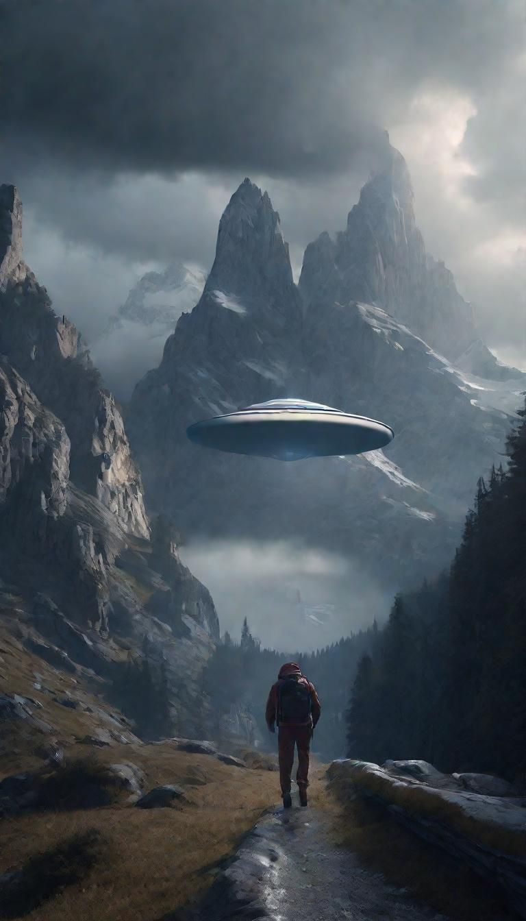 Photorealistic UFO Over Dolomites: Hyperrealistic 3D Render