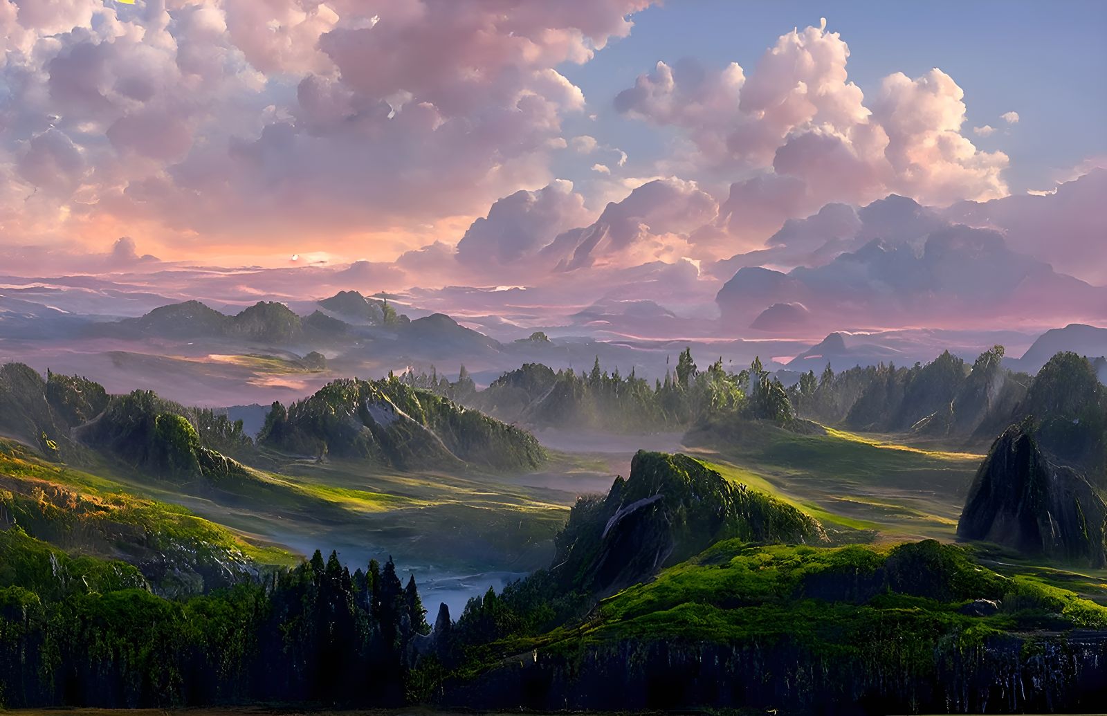 Majestic Natural Vista in Detailed Landscape Painting