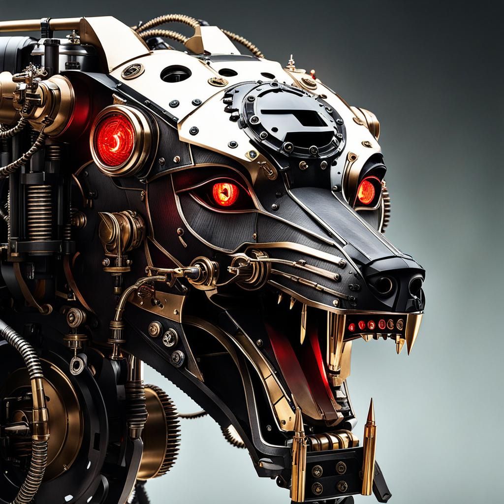 Steampunk Hellhound on Scottish Moor