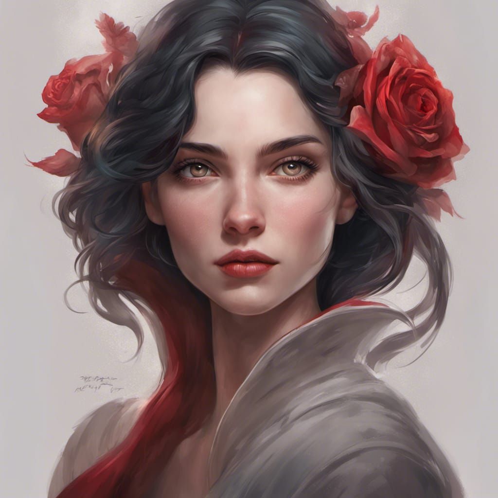 Snow White and Rose Red Portrait: Hyperdetailed Art