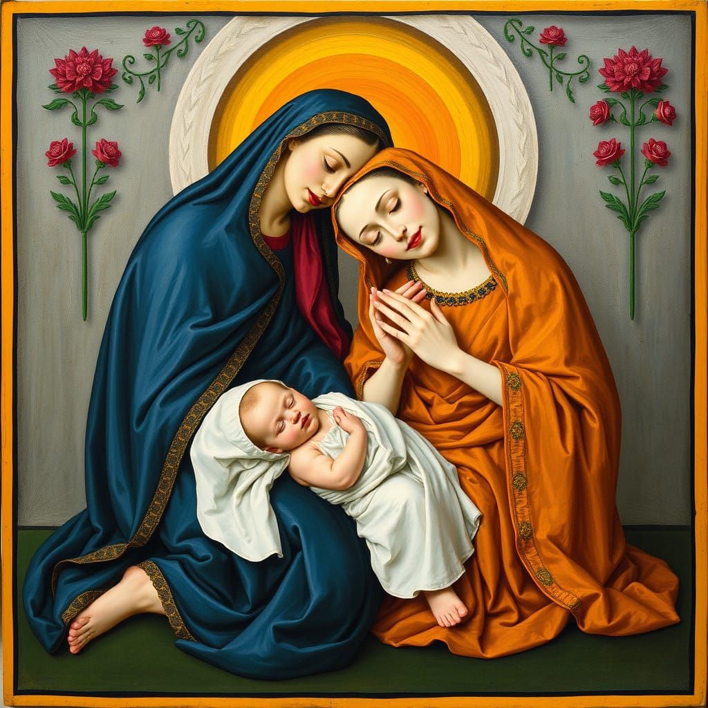 Birth Joy in Vibrant Kalighat Style