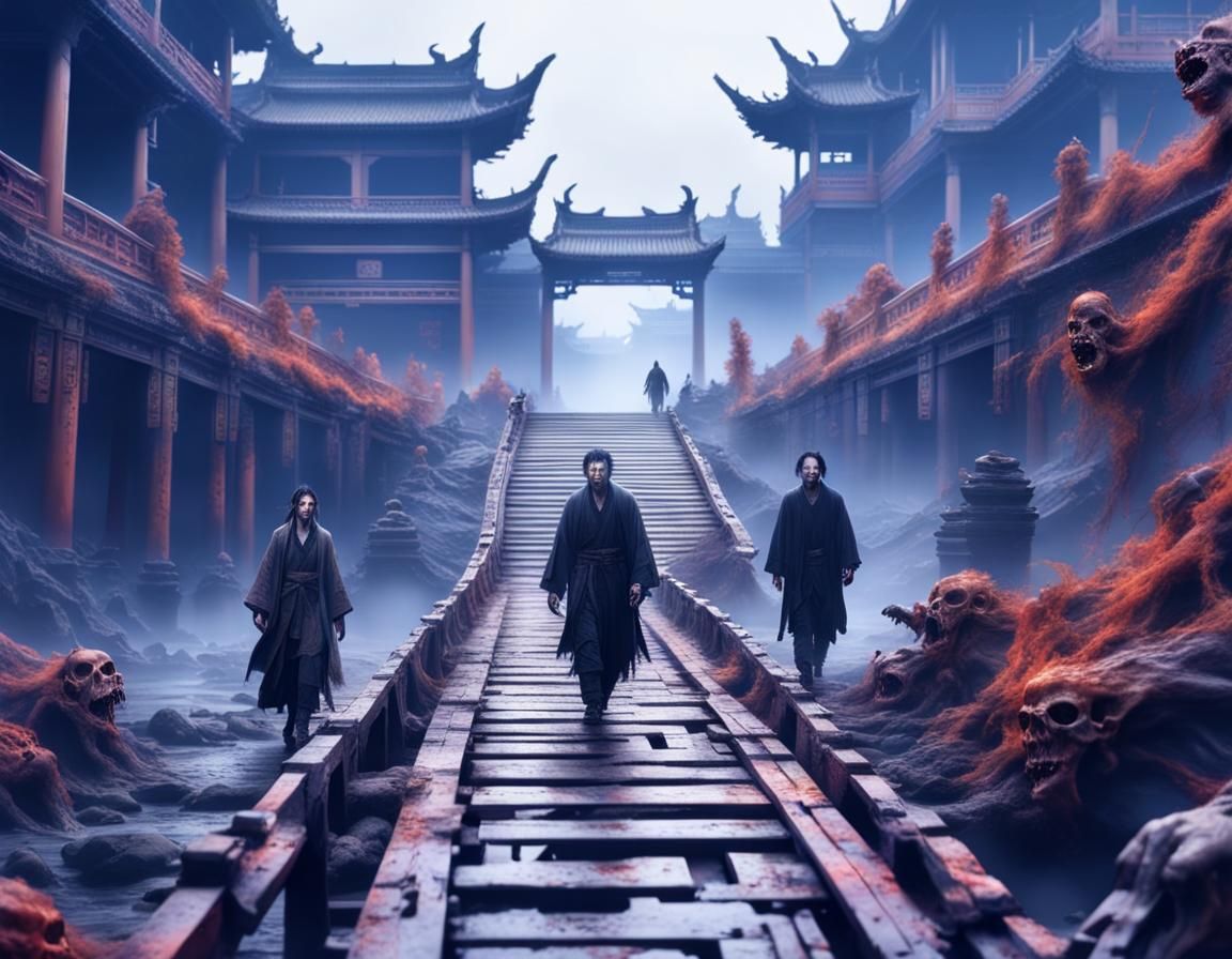 Zombies on Broken Bridge in Chinese Hell