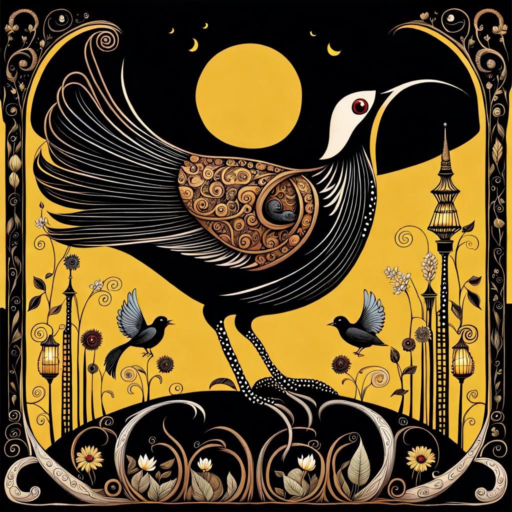 Whimsical Fairy Tale: Bird, Mouse, and Sausage