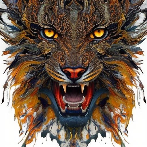 Ghost Tiger in Liquid Ink Watercolor Style