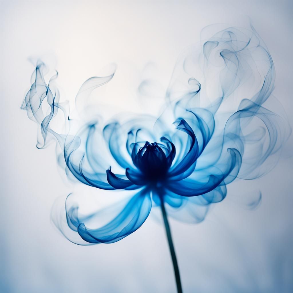 Blue Smoke Flower with Bokeh Lights