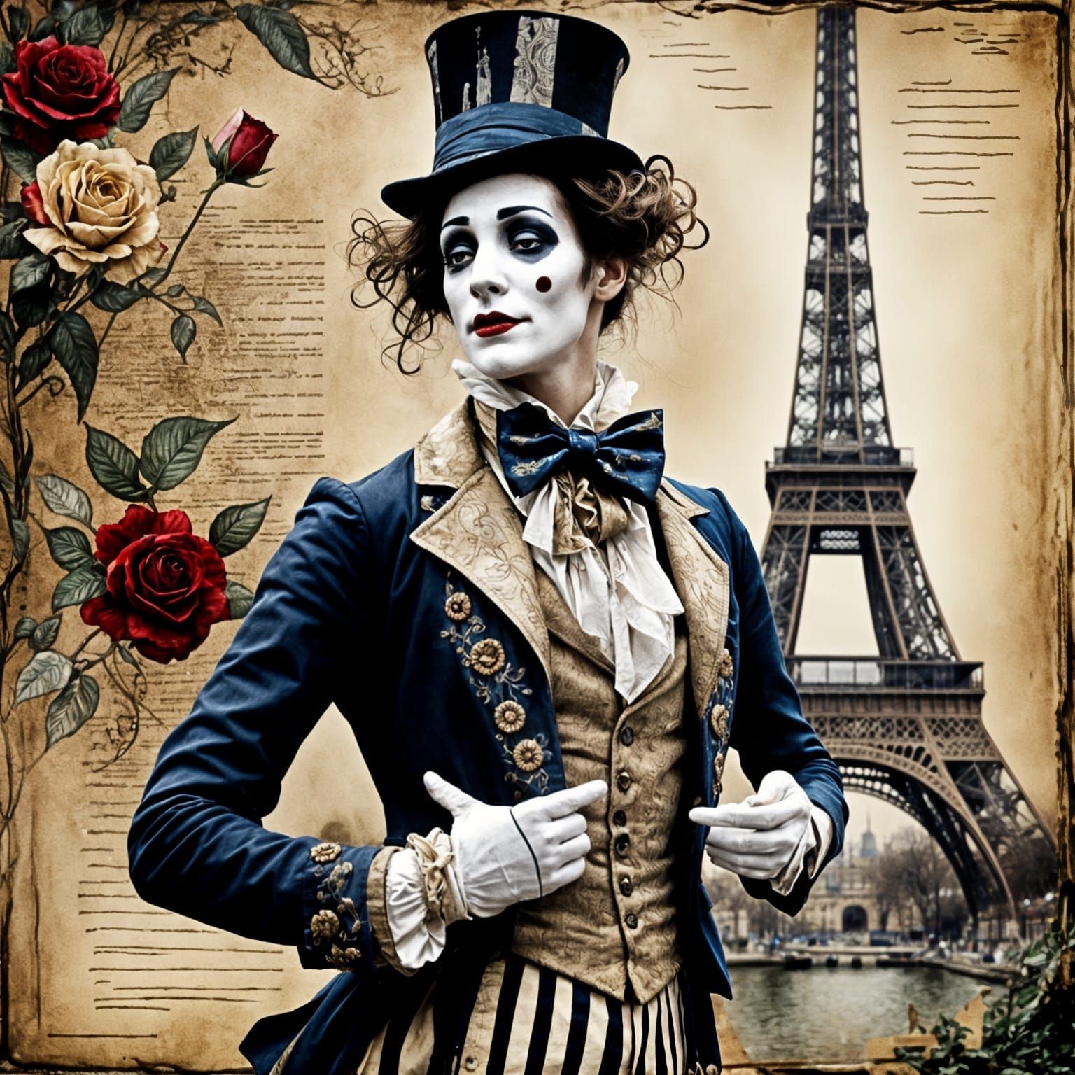 Parisian Mime in Glossy Ink Style