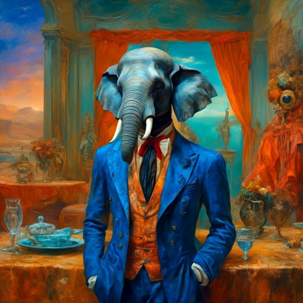 Elephant in Tuxedo at Masquerade on Mars