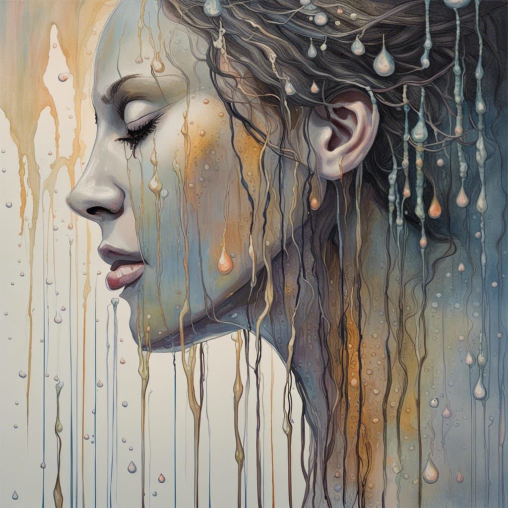 Melting Woman: Impressionistic Portrait of Resilience