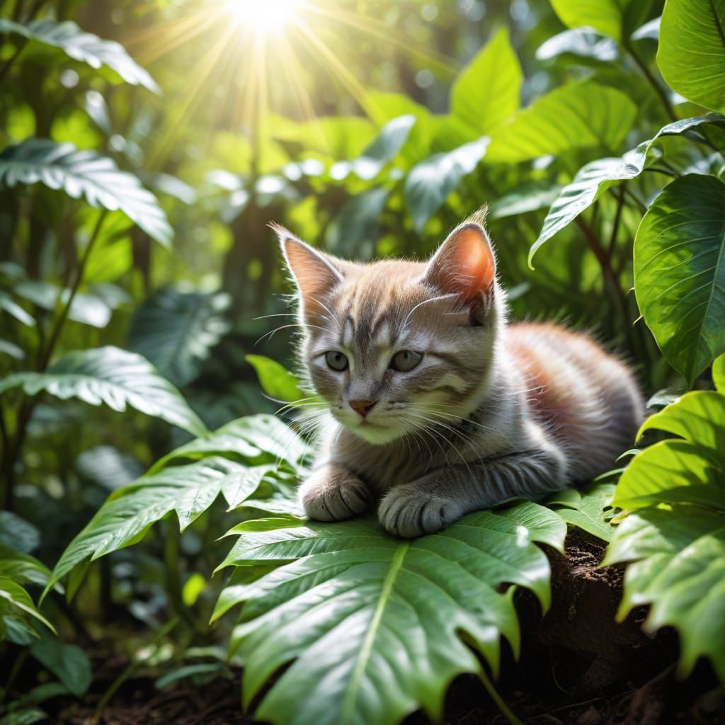 Tropical Forest Kitty in Blissful Slumber
