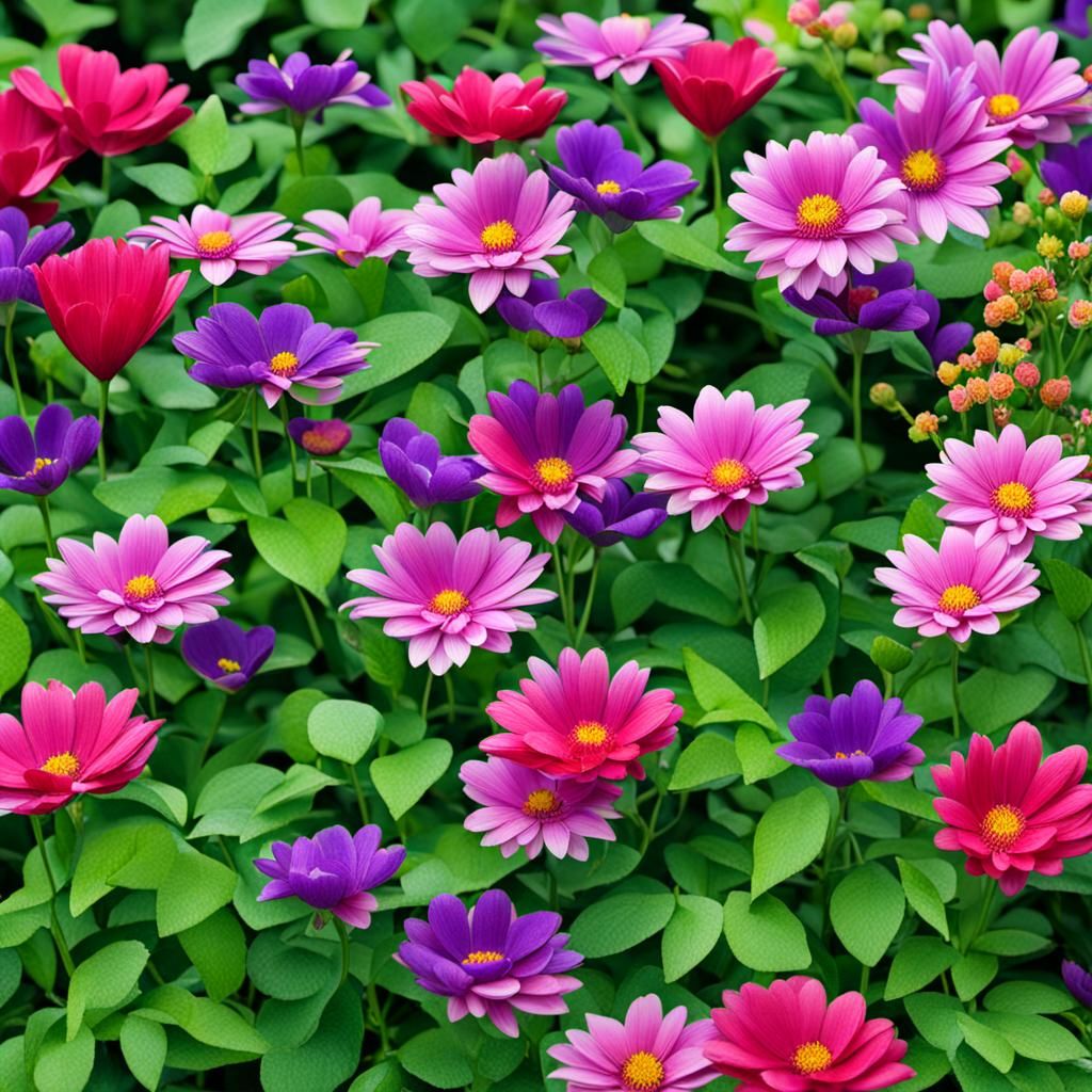Heart-Shaped Flowers in a Vibrant Garden
